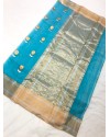 Handloom Kora silk Saree-Sky Blue